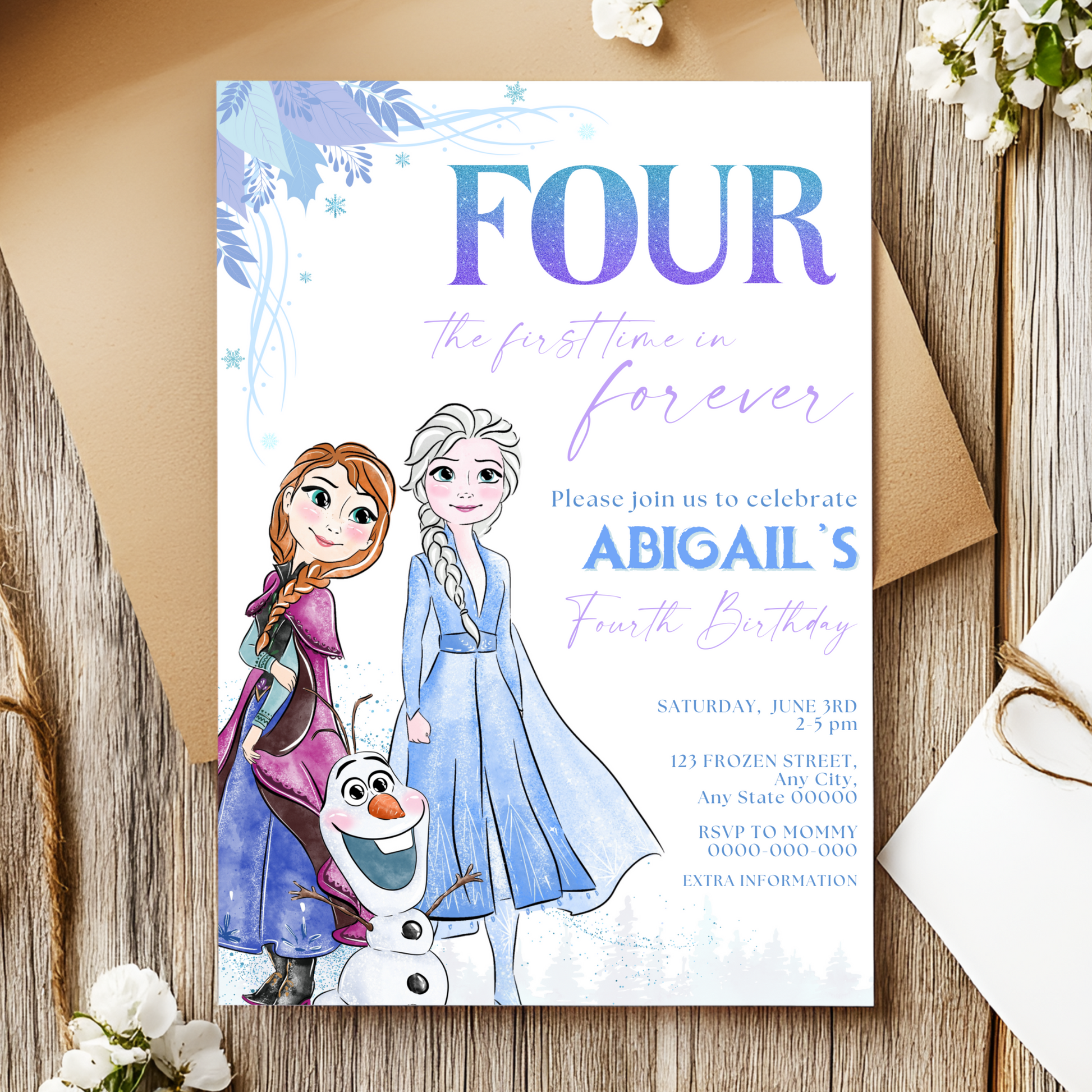 Customizable Frozen birthday invitation for girls