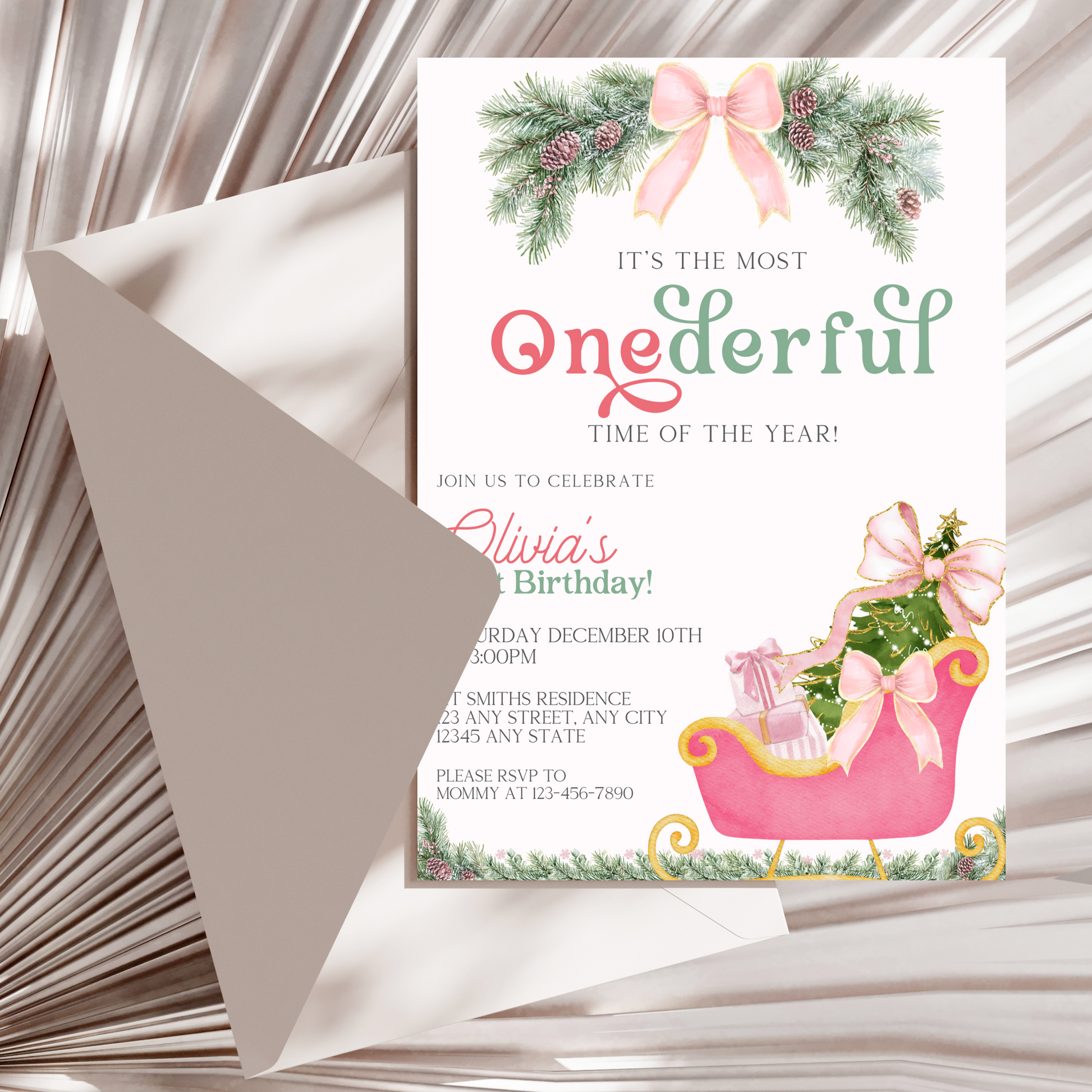 Printable Christmas-themed birthday invitation template for kids