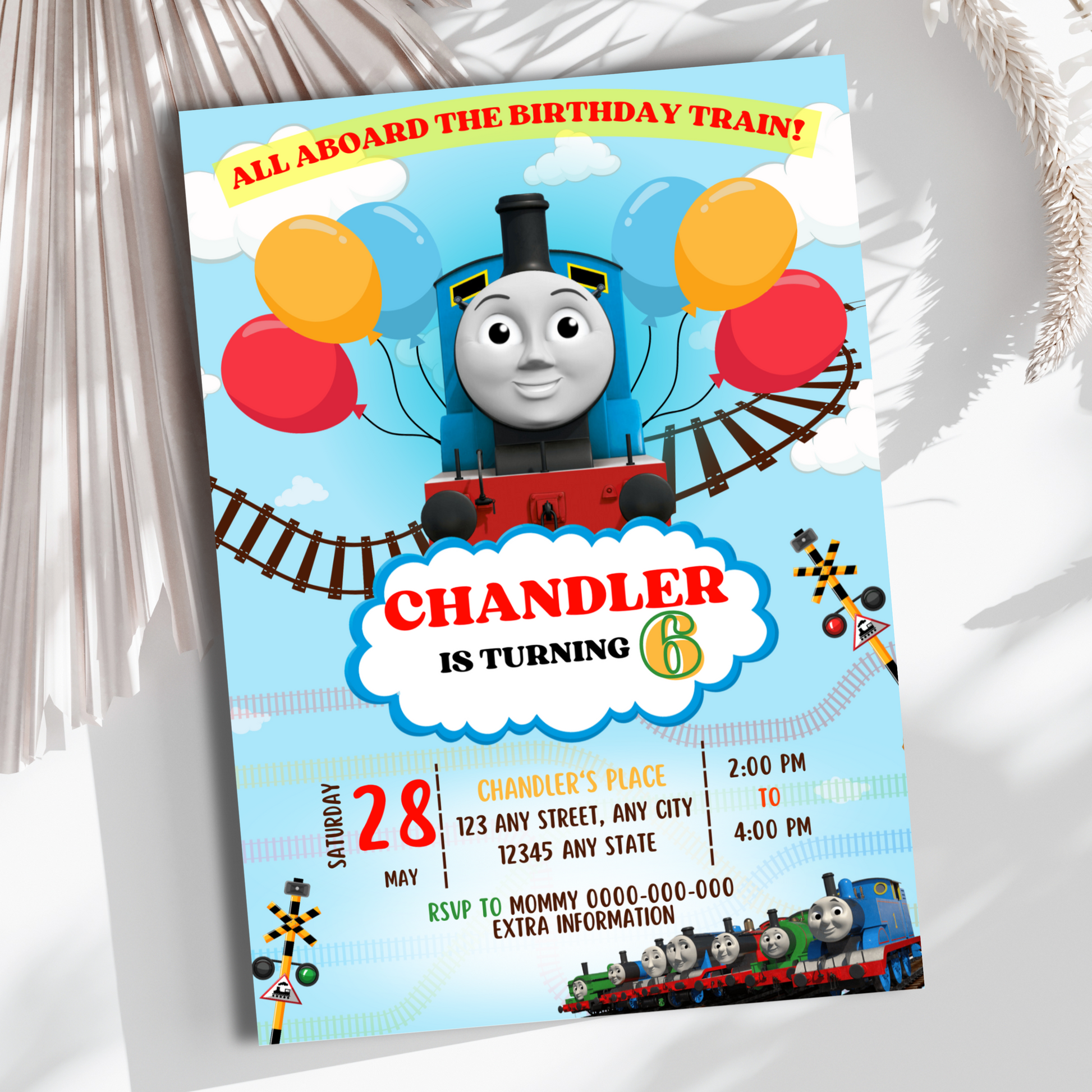 Personalized Thomas and Friends digital birthday invitation