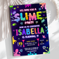 Personalized digital slime party invitation for girls